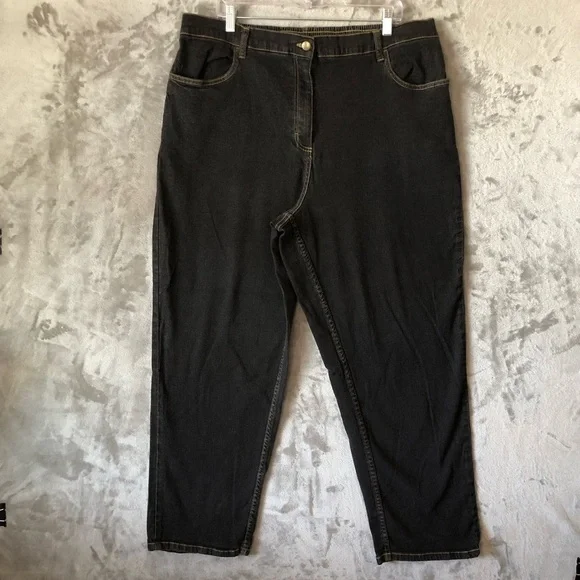 Blair Women Balck Jeans Size 20W Black Elastic Zipper Fly Grunge Plus Size - Picture 1 of 14